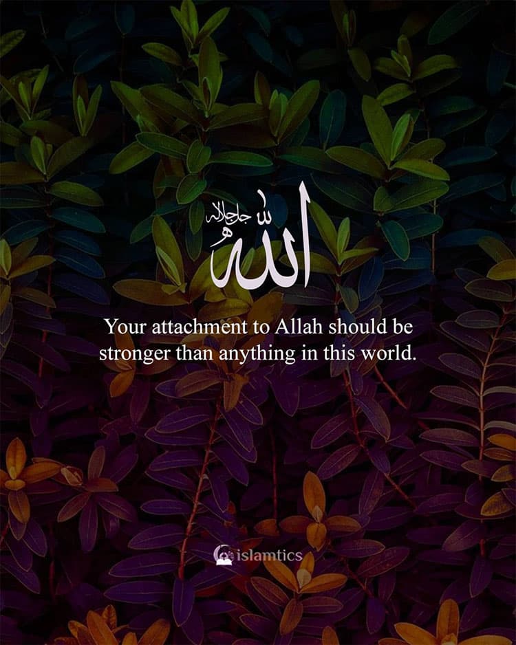 Your attachment to Allah should be stronger than anything in this world.