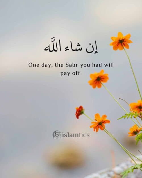One day, the Sabr you had will pay off.