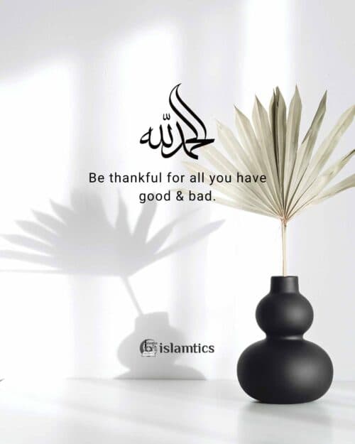 Be thankful for all you have good & bad.