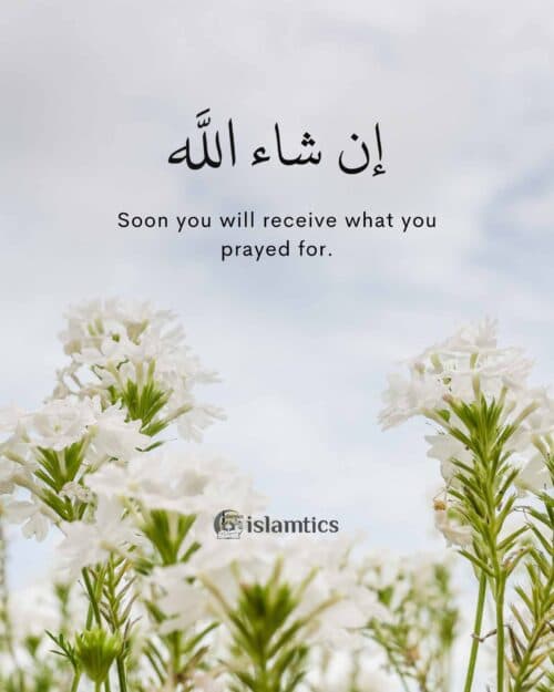 Soon you will receive what you prayed for. InshaAllah Soon you will receive what you prayed for. InshaAllah