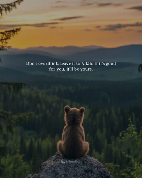 Don’t overthink, leave it to Alah. If it’s good for you, it’ll be yours. Don’t overthink, leave it to Alah. If it’s good for you, it’ll be yours.