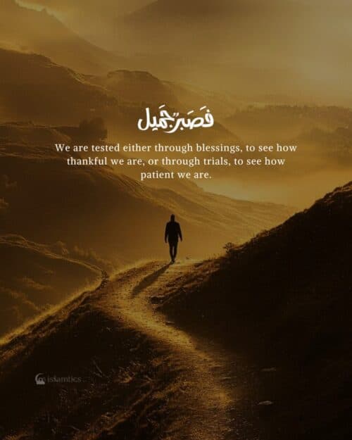 We are tested either through blessings, to see how thankful we are, or through trials, to see how patient we are. We are tested either through blessings, to see how thankful we are, or through trials, to see how patient we are.