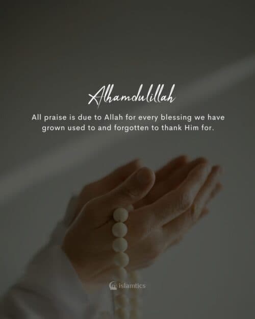 All praise is due to Allah for every blessing we have grown used to and forgotten to thank Him for. All praise is due to Allah for every blessing we have grown used to and forgotten to thank Him for.