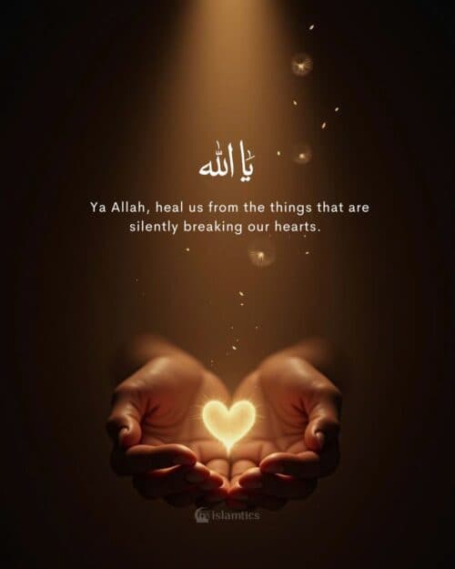 Ya Allah, heal us from the things that are silently breaking our hearts. Ya Allah, heal us from the things that are silently breaking our hearts.