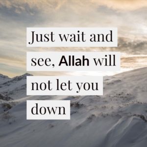 Just wait and see, Allah will not let you down