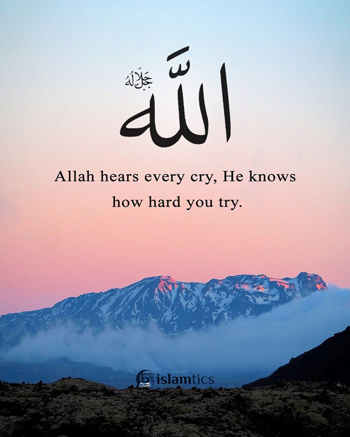 Allah hears every cry, He knows how hard you try.
