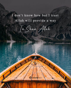 I don’t know how but I trust Allah will provide a way
