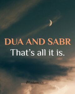 Dua and Sabr, that is all it is