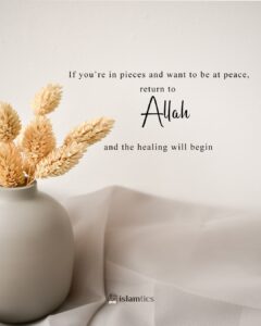 If you’re in pieces and want to be at peace, return to Allah and the healing will begin