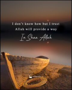 I don't know how but I trust Allah will provide a way
