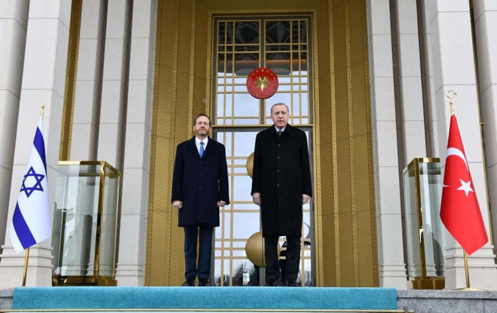 Israel's president and  Recep Tayyip Erdogan in Turkey