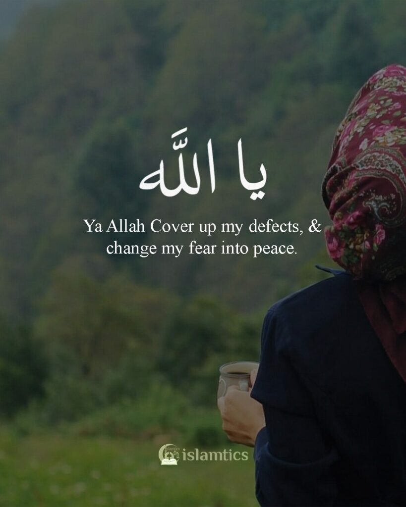 Ya Allah Cover up my defects & change my fear into peace.