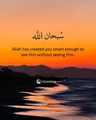 Allah has created you smart enough to see Him without seeing Him.