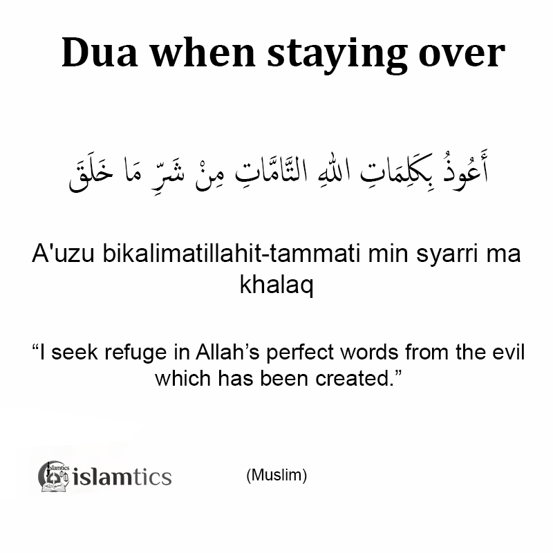 Dua when staying over (Hotel, etc)