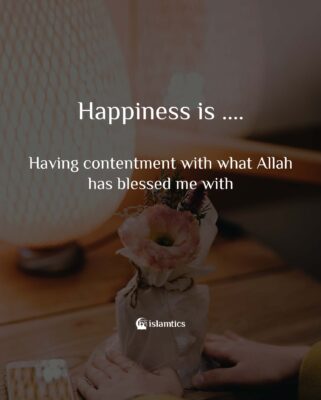 Happiness is Having contentment with what Allah has blessed me with