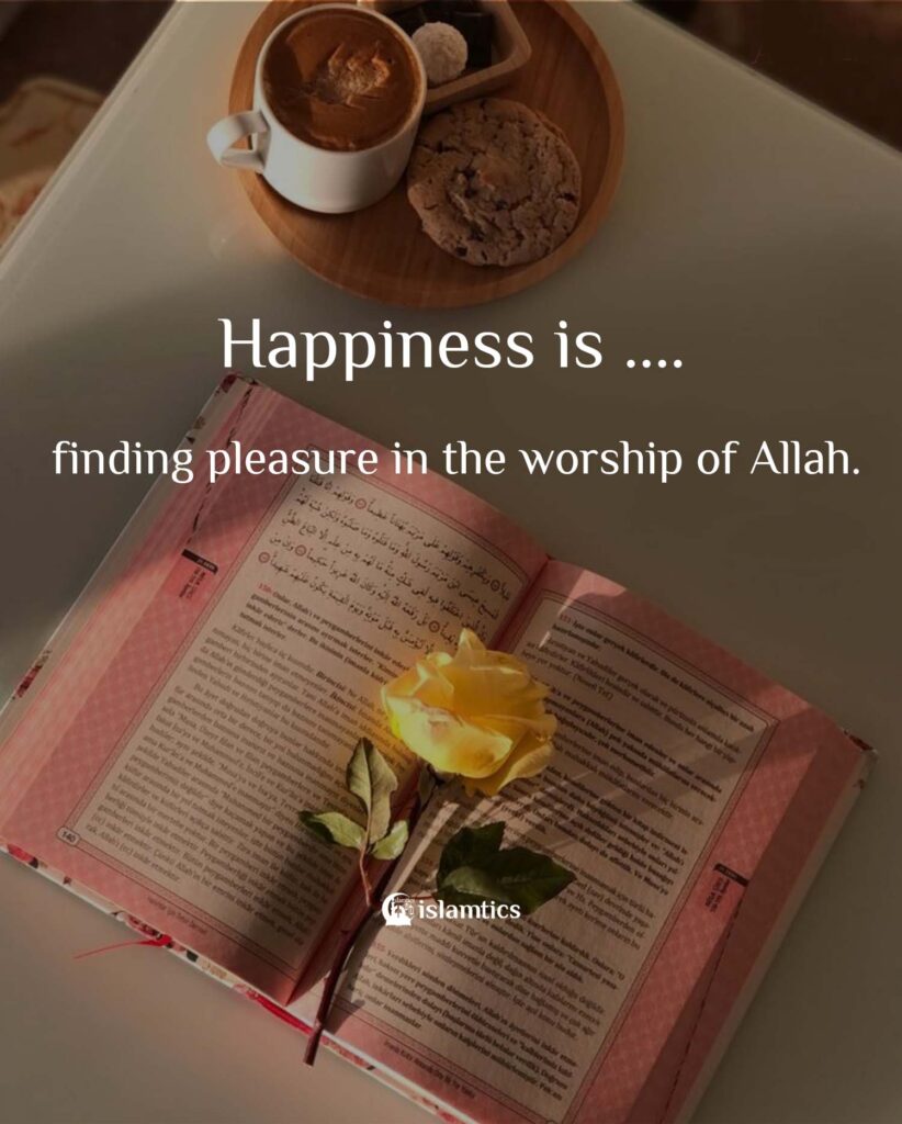 Happiness is finding pleasure in the worship of Allah.
