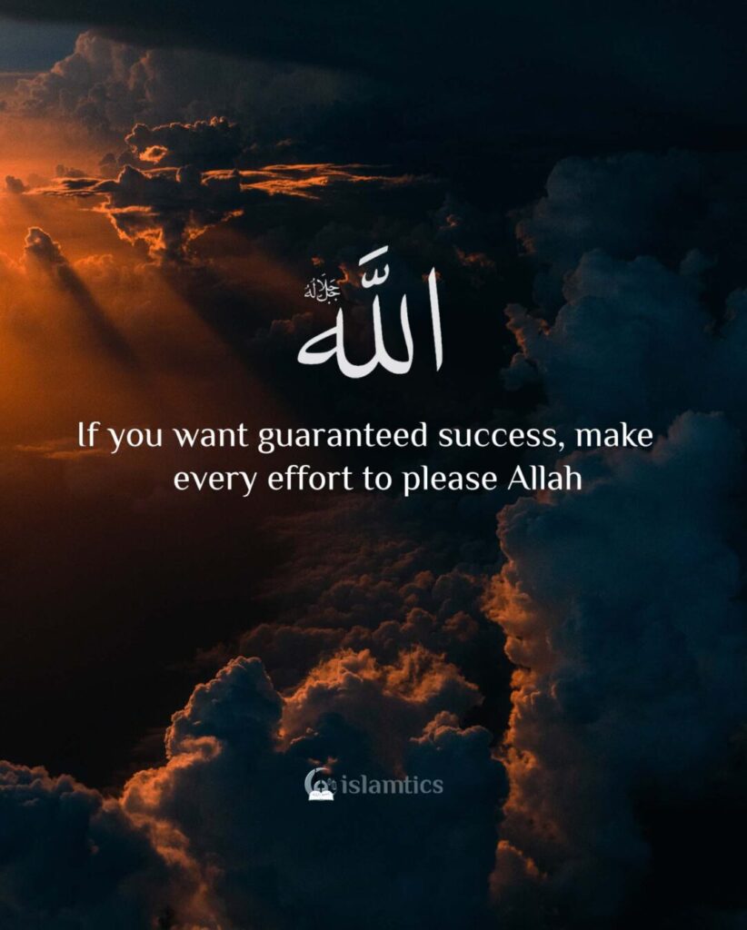 If you want guaranteed success, make every effort to please Allah