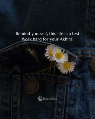 Remind yourself, this life is a test Work hard for your Akhira.
