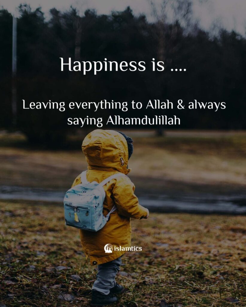 happiness is Leaving everything to Allah & always saying Alhamdulillah