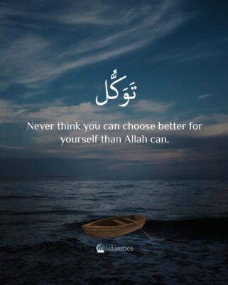 Never think you can choose better for yourself than Allah can.
