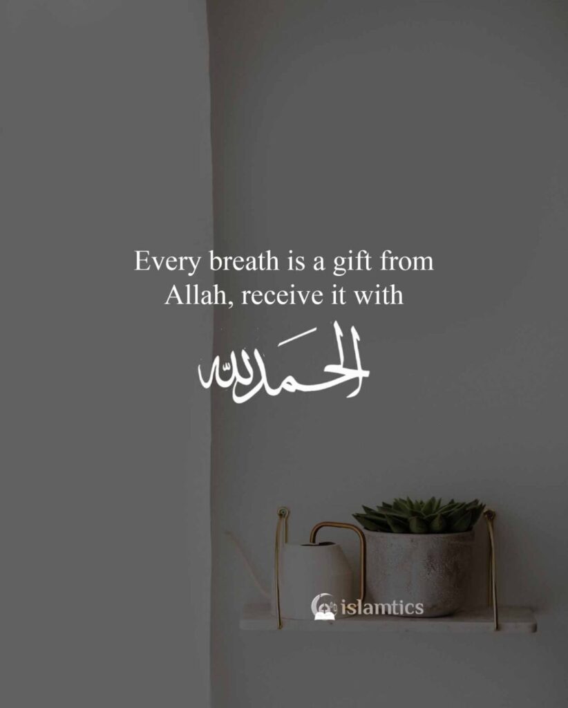 Every breath is a gift from Allah, receive it with Alhamdulillah.