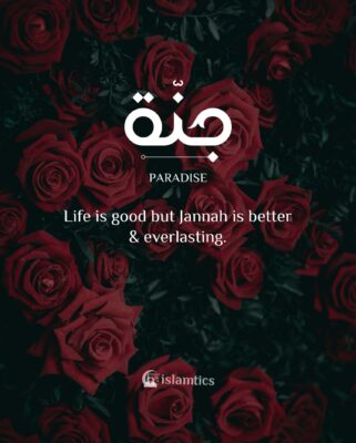 Life is good but Jannah is better & everlasting.