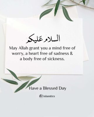 May Allah grant you a mind free of worry, a heart free of sadness & a body free of sickness.