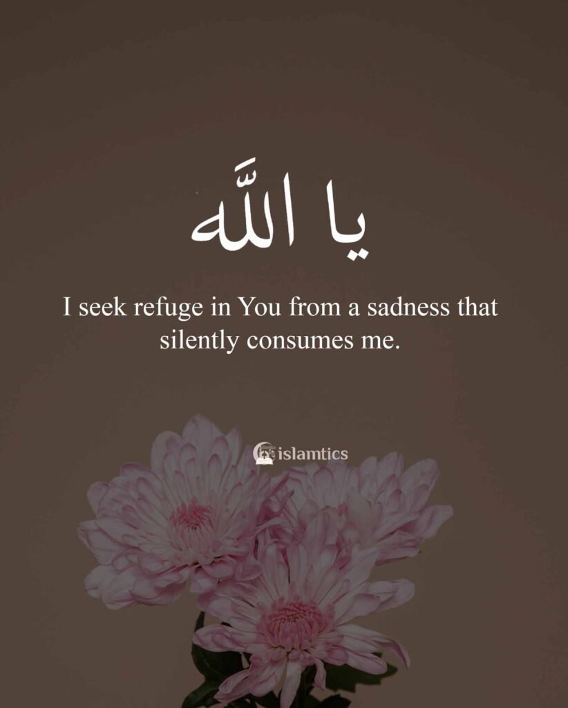 Oh Allah, I seek refuge in You from a sadness that silently consumes me.