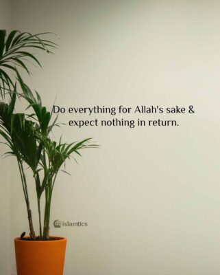 Do everything for Allah's sake and expect nothing in return.