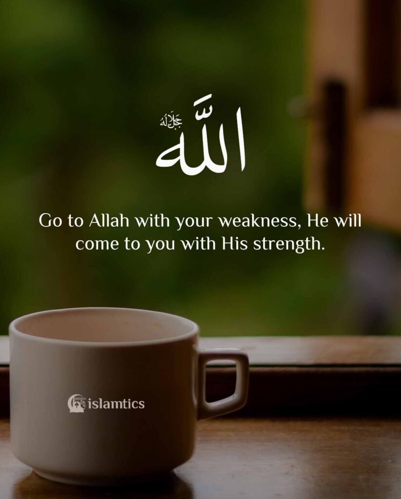 Go to Allah with your weakness, He will come to you with His strength.