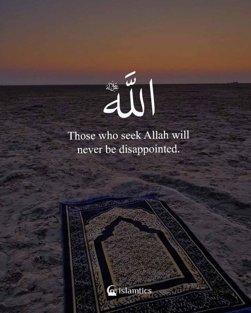 Those who seek Allah will never be disappointed.