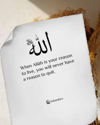 When Allãh is your reason to live, you will never have a reason to quit.