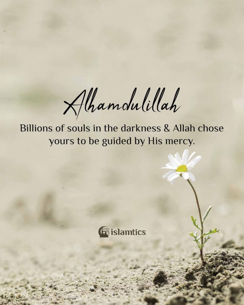 Billions of souls in the darkness & Allah chose yours to be guided by His mercy.