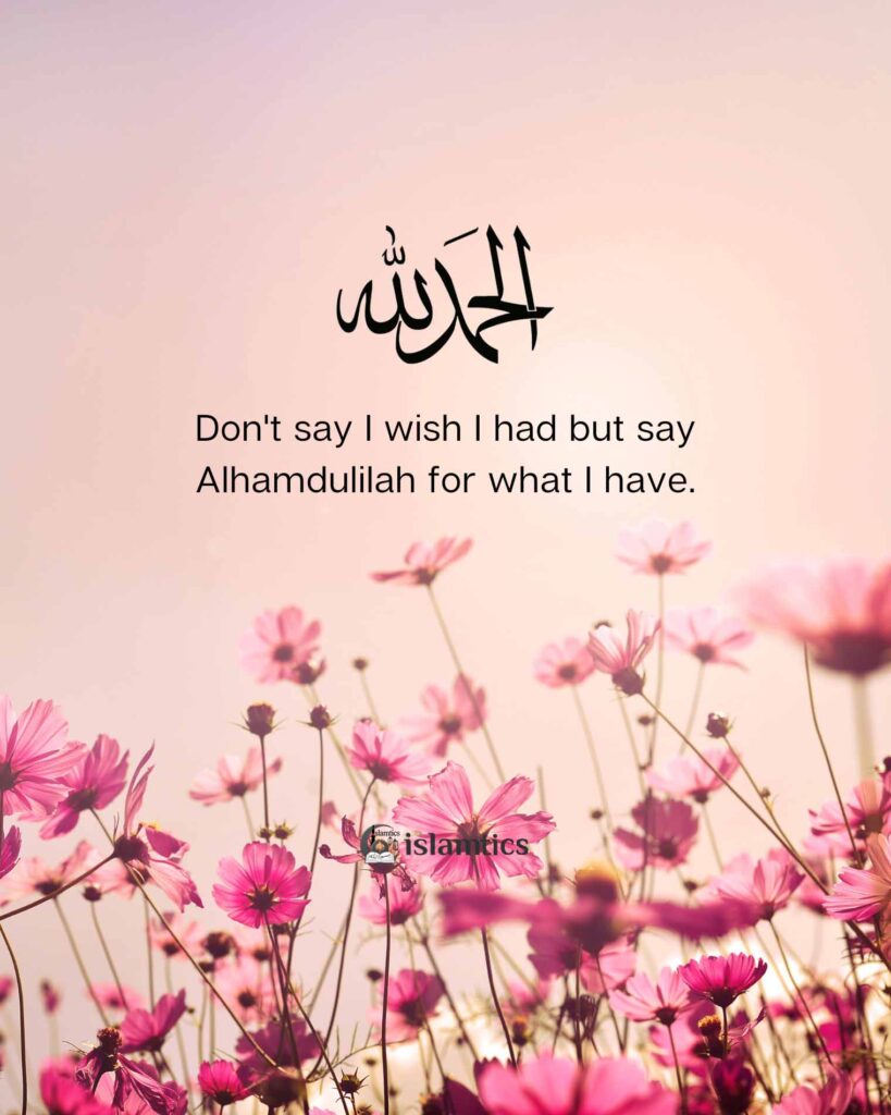 Don't say I wish I had but say Alhamdulilah for what I have.