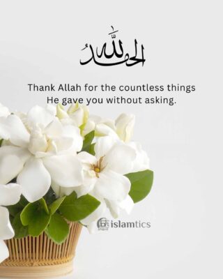 Thank Allah for the countless things He gave you without asking.