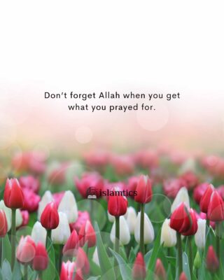 Don’t forget Allah when you get what you prayed for.