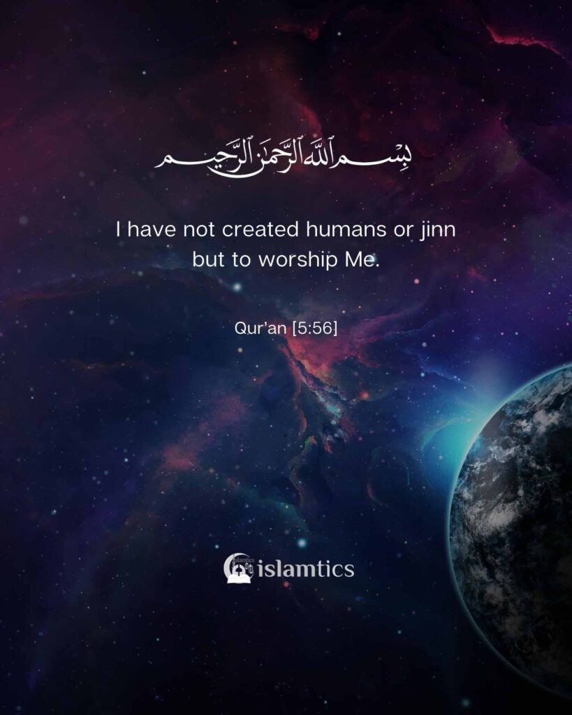 I have not created humans or jinn but to worship Me.