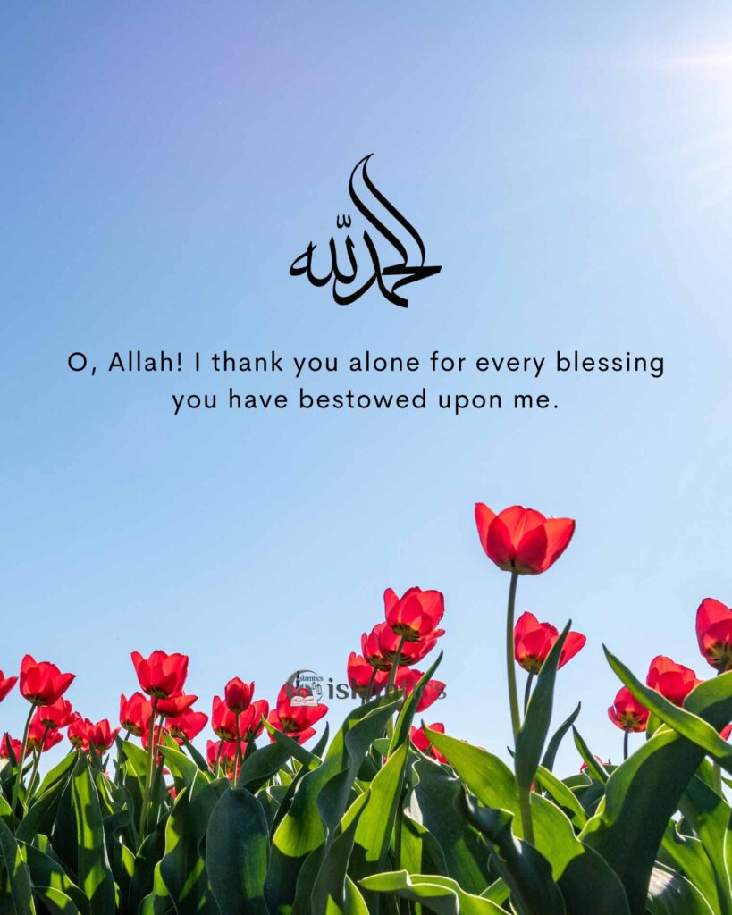 Oh Allah I thank you alone for every blessing you have bestowed upon me.
