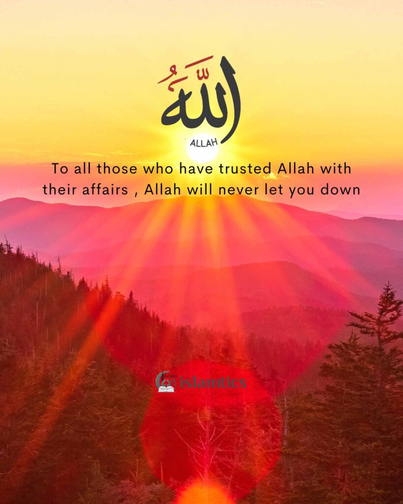 To all those who have trusted Allah with their affairs , Allah will never let you down