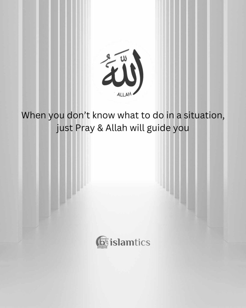 When you don’t know what to do in a situation, just Pray & Allah will guide you