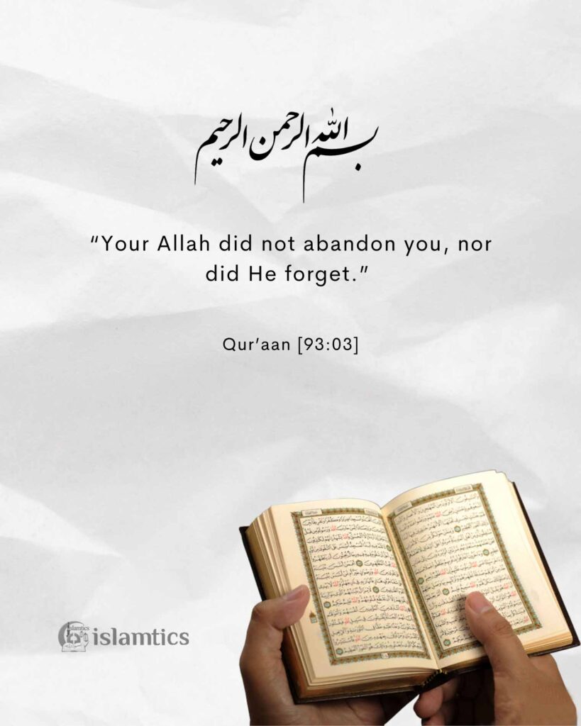 “Your Allah did not abandon you, nor did He forget.”