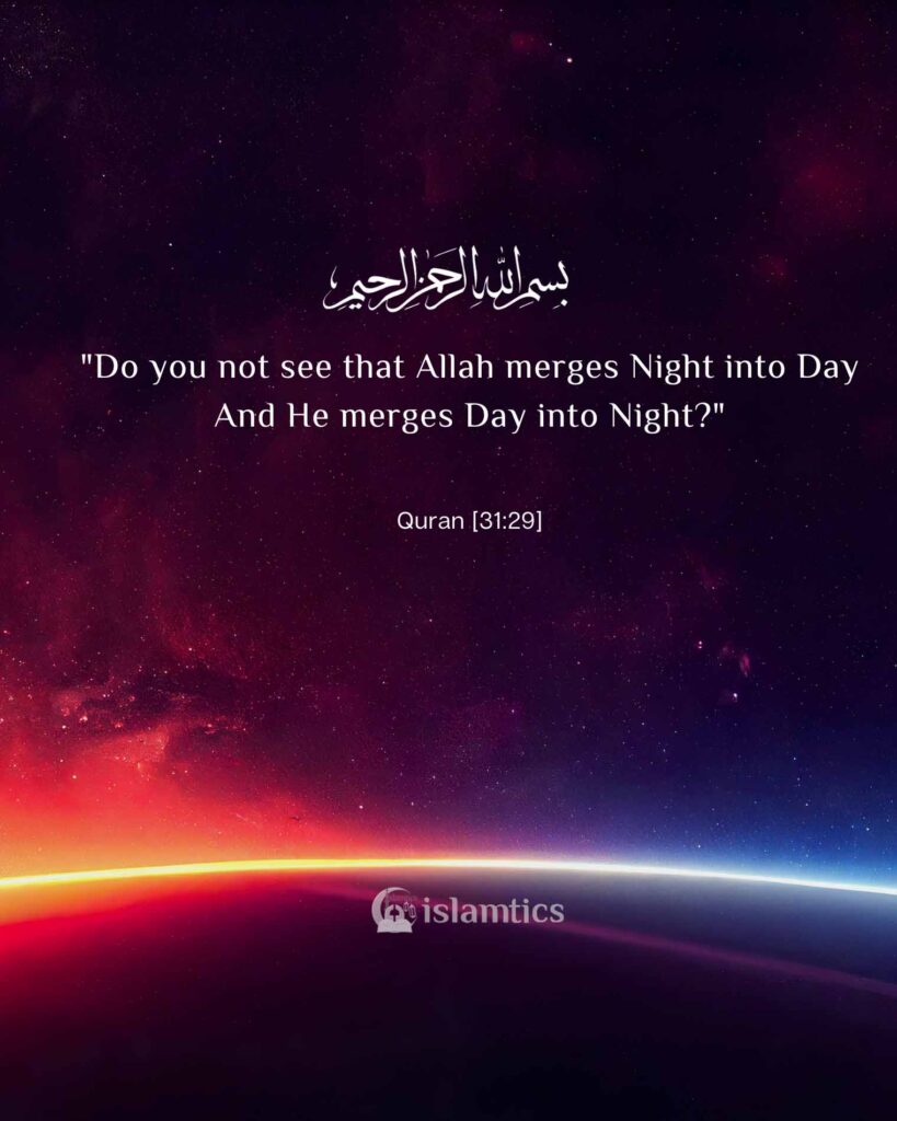 "Do you not see that Allah merges Night into Day And He merges Day into Night?"