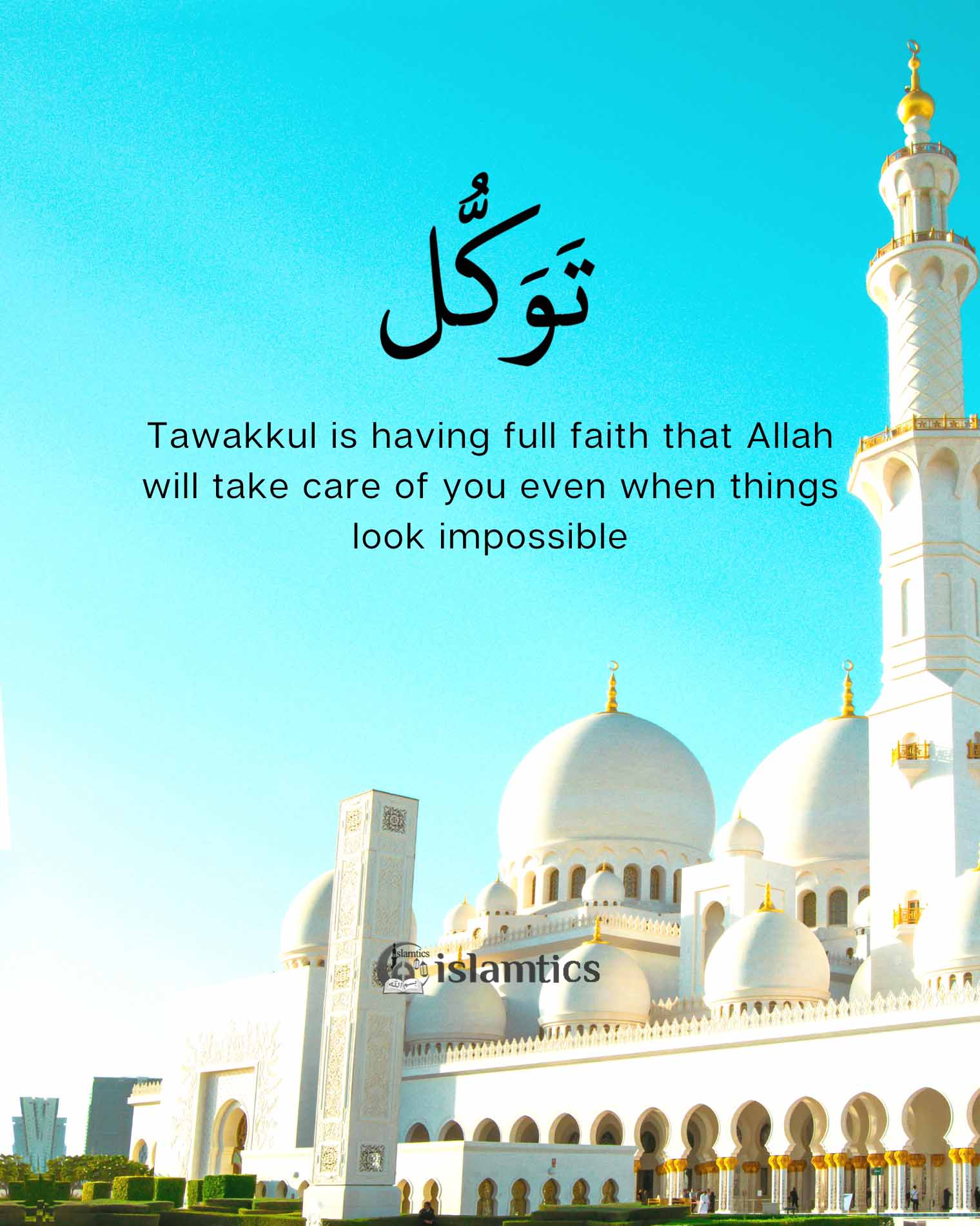 Tawakkul is having full faith that Allah will take care of you