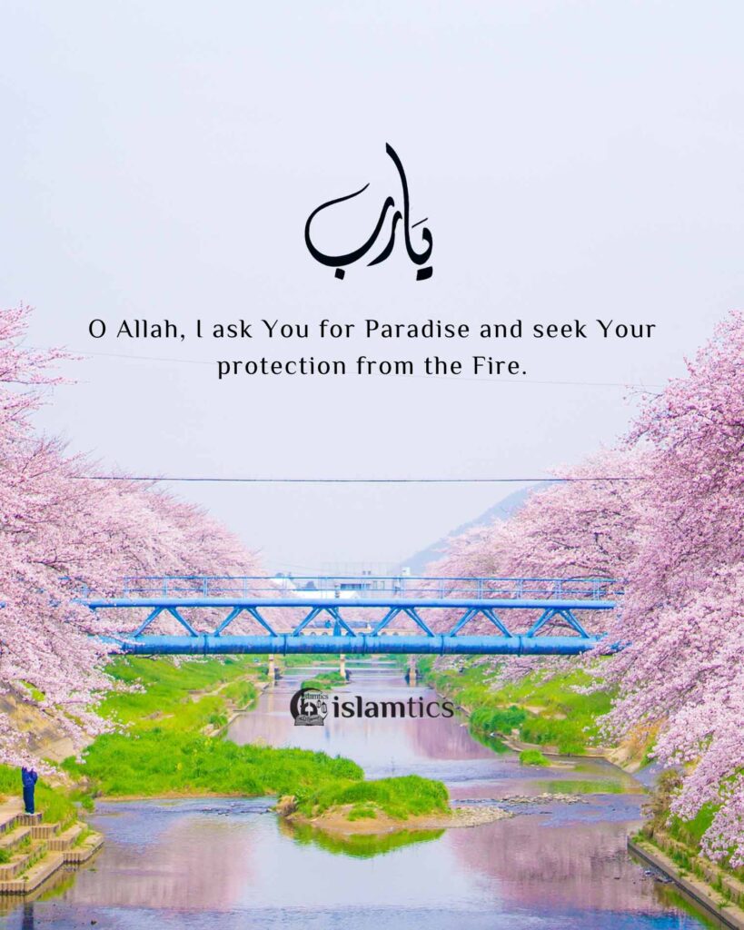 O Allah, I ask You for Paradise and seek Your protection from the Fire.