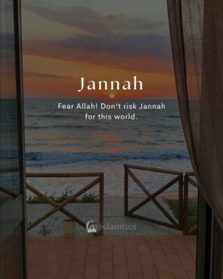 Fear Allah Don’t risk Jannah for this world.