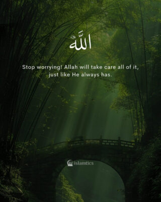 Stop worrying, Allah will take care all of it, just like He always has.