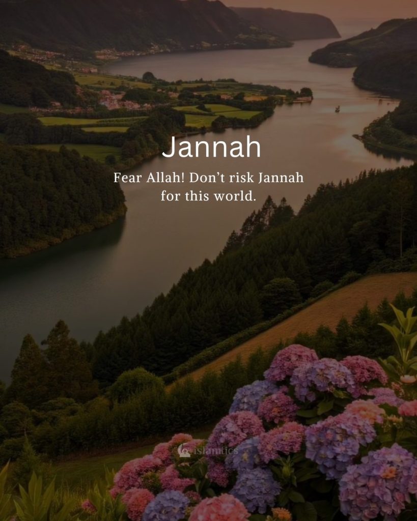 Fear Allah! Don’t risk Jannah for this world.