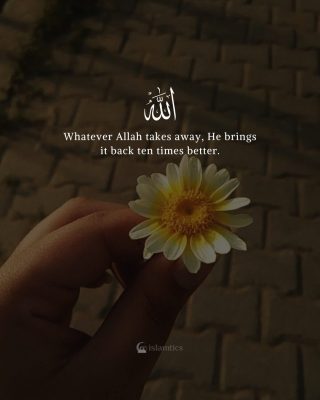 Whatever Allah takes away, He brings it back ten times better.