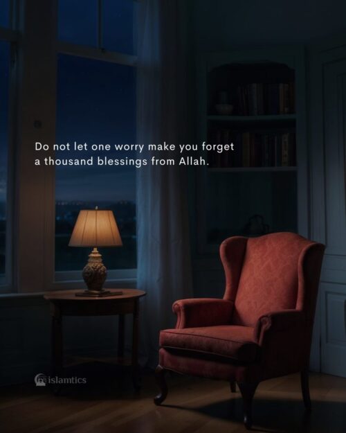 Do not let one worry make you forget a thousand blessings from Allah.