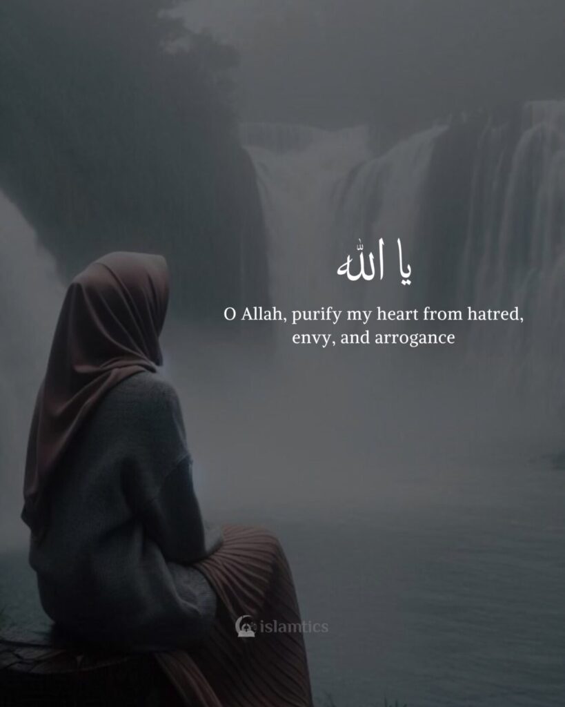 O Allah, purify my heart from hatred, envy, and arrogance